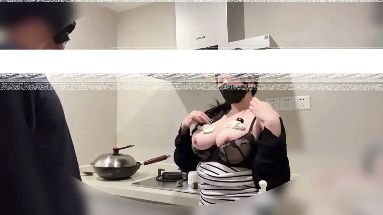 The cook who came to cook was slutty and seduced the boss. she spread cream on her big breasts and asked the boss to taste her slutty body!